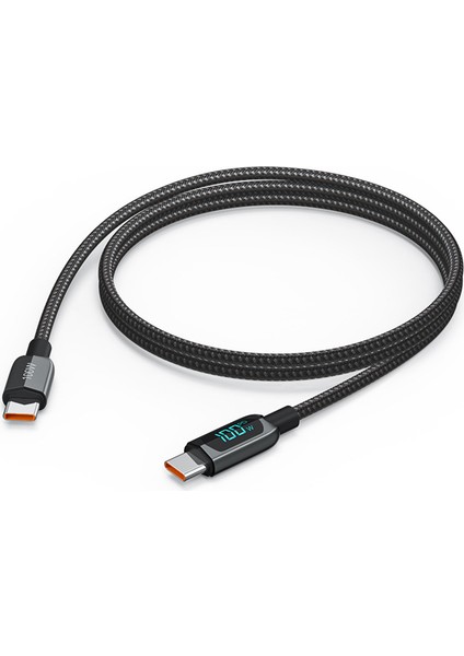 Cablecreatıon CC1215 iPhone 15 Serisi Için 1 M Pd 100 W Tip-C - Tip-C Veri Kablosu Naylon Örgülü Dijital Ekran Hızlı Şarj Kablosu (Yurt Dışından)