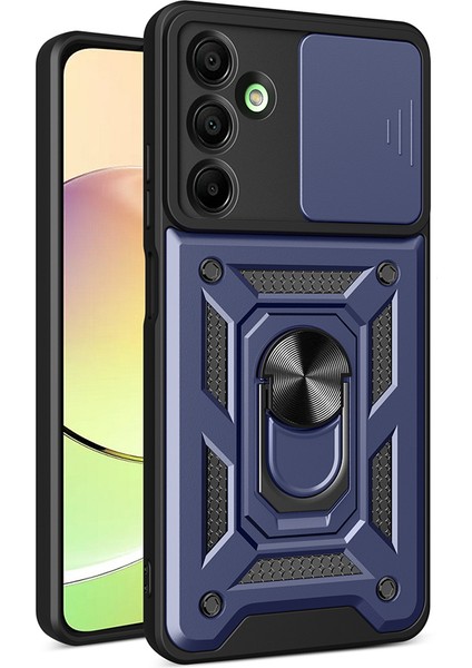Samsung Galaxy A16 Kılıf Yüzüklü Standli Sürgülü Kamera Korumalı Tank Sert Silikon Kapak