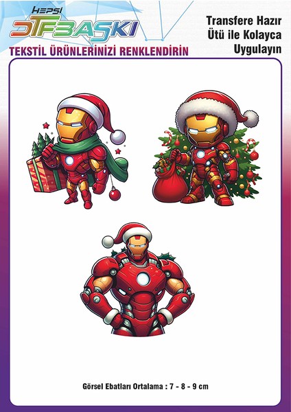 Ironman Demiradam Yılbaşı Noel Ütü ile Yapışan Tişört Tekstil Transfer Dtf Baskı