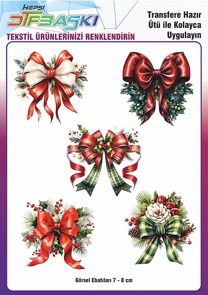 Kurdela 5 Adet Ütü ile Yapışan Tişört Tekstil Transfer Dtf Baskı