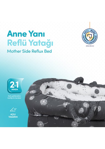 Anne Yanı Bebek ReflüYatağı Uç Uç Desenli