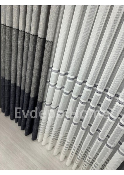Aplik Tül Perde, 1/3 Sık Pile Ekru 360 x 200 cm modelleri