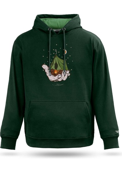 Kamp ve Gece Tasarım Kapşonlu Sweatshirt