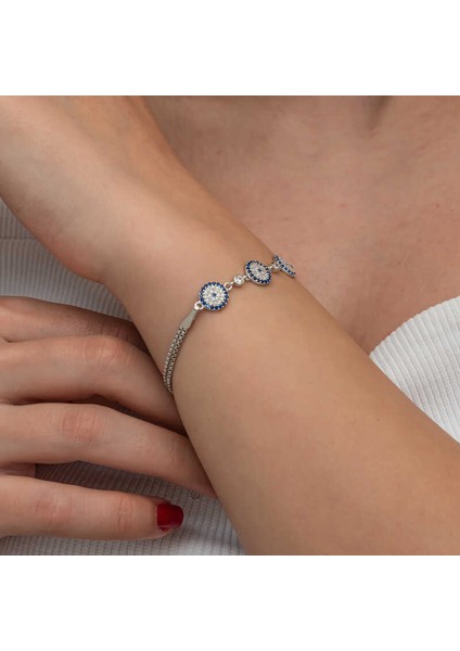 Gümüş Üçlü Nazar Kadın Bileklik fırsatları