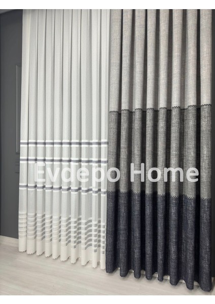 Aplik Tül Perde, 1/2,5 Normal (Orta) Pile Ekru 600 x 200 cm