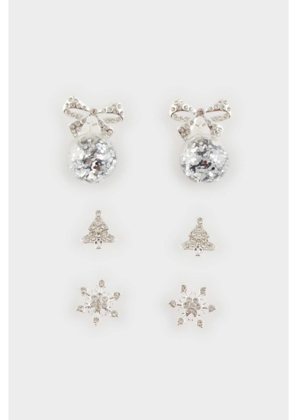 Kadın Yılbaşı Temalı 3'lü Silver Küpe E3882AXNS