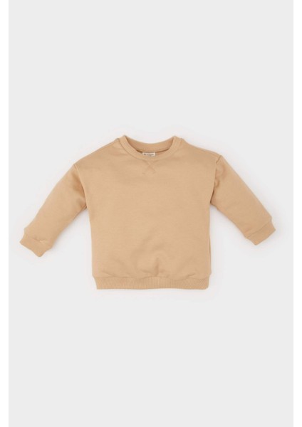 Erkek Bebek Bisiklet Yaka İçi Yumuşak Tüylü Basic Düz Sweatshirt E5279A524WN