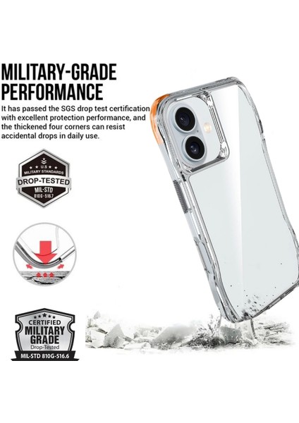 iPhone 16 Plus Kılıf Sgs Military Test Sertifikalı Şeffaf Redclick Incek Kapak