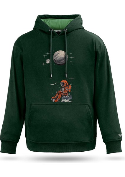 Kayada Oturan Astronot Tasarım Kapşonlu Sweatshirt