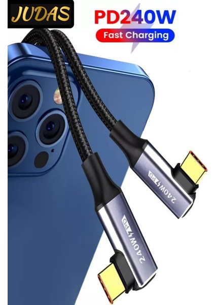 C23 Type-C To C 90+90 Derece 5A/240W Şarj ve Data Kablosu -3mt