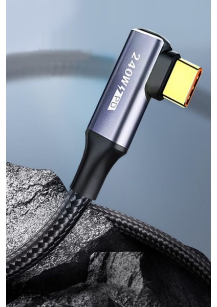 C23 Type-C To C 90+90 Derece 5A/240W Şarj ve Data Kablosu -3mt