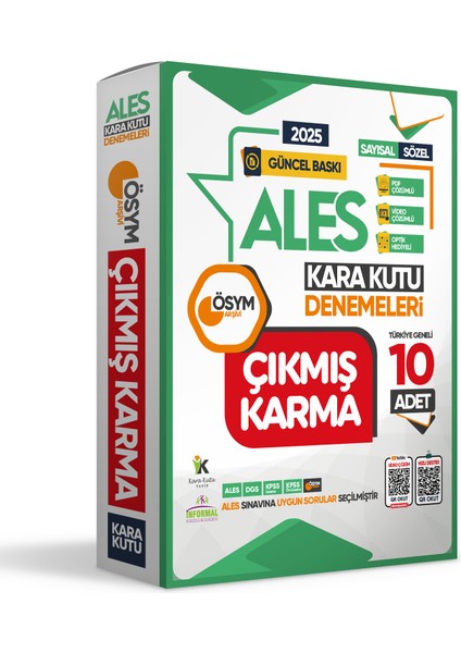 2025 ALES ÖSYM Çıkmış Soru Karma Kara Kutu Türkiye Geneli D.çözümlü 10'lu Sayısal-Sözel Deneme Paketi