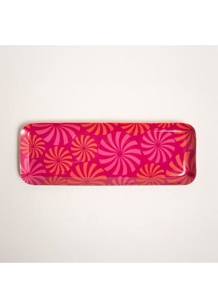 Nanpur Metal Dekoratif Tepsi 42X15X2 cm Turuncu/pembe
