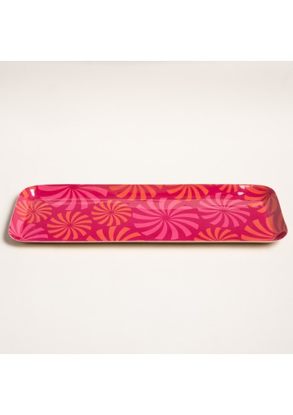 Nanpur Metal Dekoratif Tepsi 42X15X2 cm Turuncu/pembe