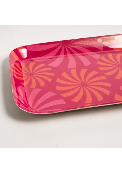 Nanpur Metal Dekoratif Tepsi 42X15X2 cm Turuncu/pembe