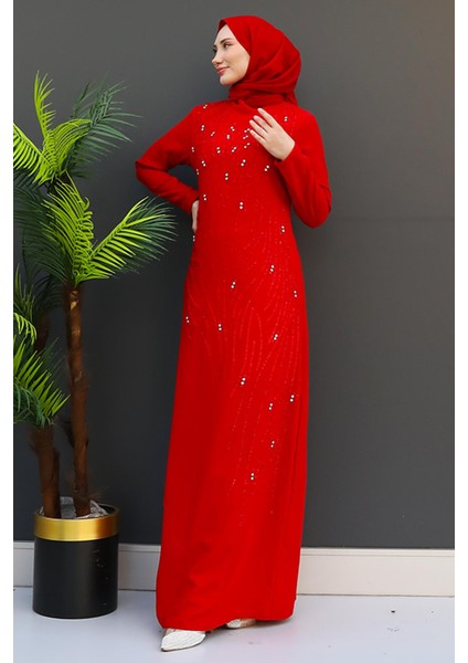 Begüm Taşlı Elbise Kırmızı modelleri