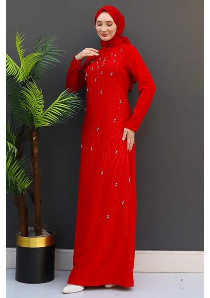 Begüm Taşlı Elbise Kırmızı fırsatları