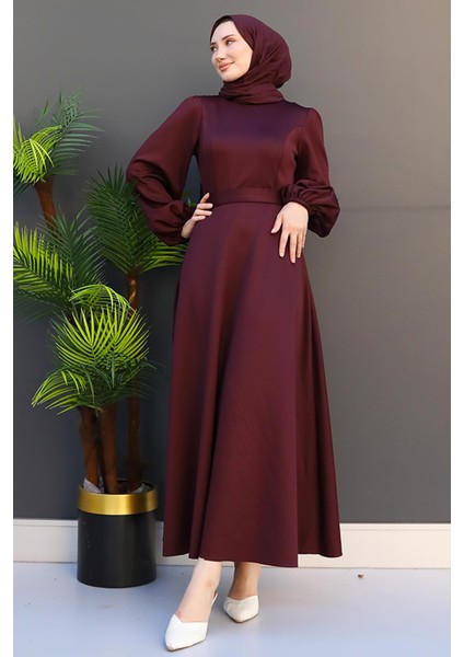 Ronay Tesettür Elbise Koyu Bordo modelleri