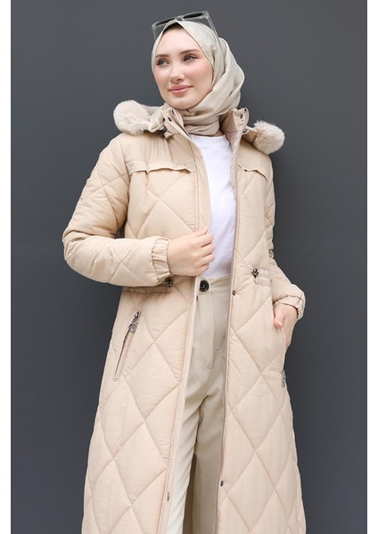 Aysema Kürklü Şişme Mont Açık Pudra indirimleri