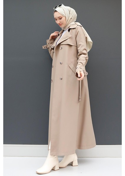 Liza Düğmeli Trenç Vizon fiyatları