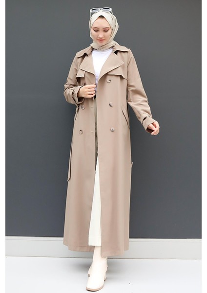 Liza Düğmeli Trenç Vizon fırsatları