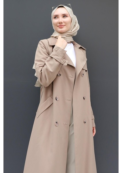 Liza Düğmeli Trenç Vizon indirimleri