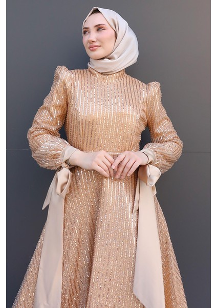 Arzu Tesettür Abiye Gold