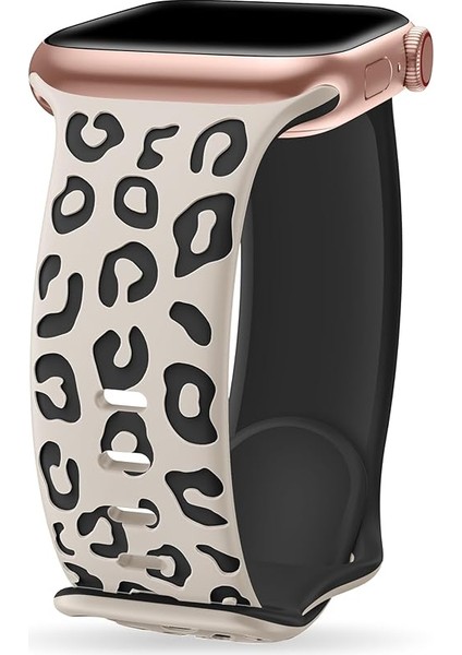 Apple Watch 10 42MM - 38/40/41MM Kordon Leopar Desen Yumuşak Silikon Kordon 2/3/4/5/6/se/7/8/9 fiyatları
