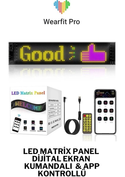 LED Matrix Panel Rg-B Ekran Kumandalı App Kontrollü Iş Yeri Otomobil Tır Kamyon Cam Uyumlu Kedi Gözlü