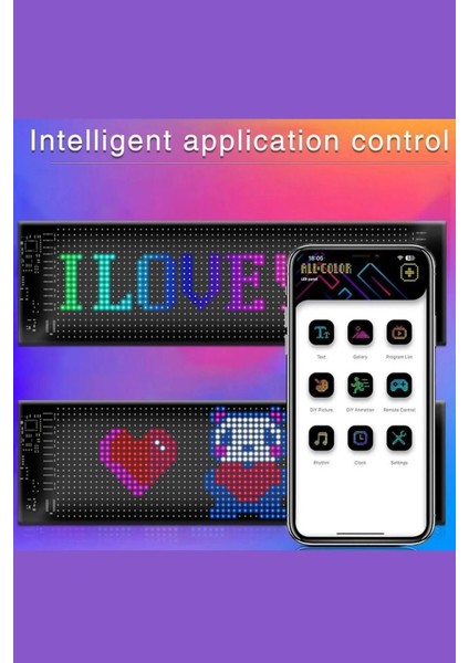 LED Matrix Panel Rg-B Ekran Kumandalı App Kontrollü Iş Yeri Otomobil Tır Kamyon Cam Uyumlu Kedi Gözlü