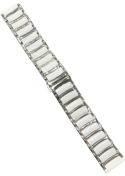 Gear S3 22MM Seramik Metal Kordon - Beyaz-Gümüş