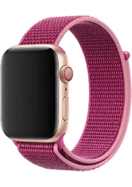 Apple Watch Ultra 49MM Kordon Uyumlu Krd-03 Hasır Strap Kayış - Pembe