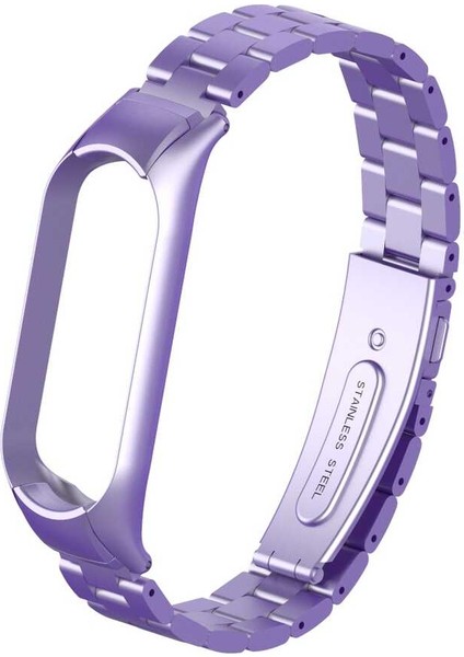 Xiaomi Mi Band 5 Uyumlu Krd-04 Metal Kordon - Lila