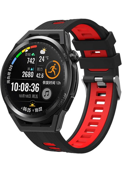 Galaxy Watch Active 2 44MM Krd-55 Uyumlu Kordon Zore - Siyah-Kırmızı