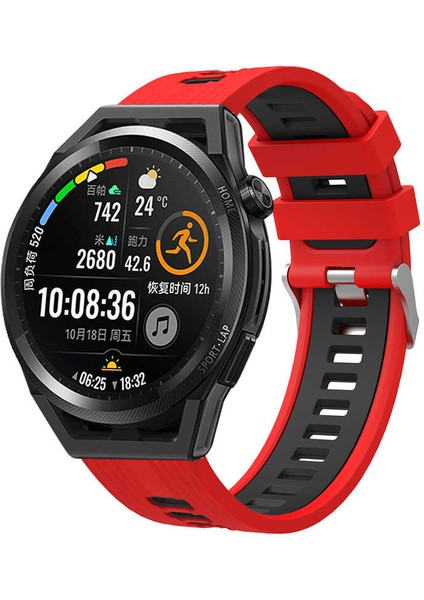 Galaxy Watch Active 2 44MM Krd-55 Uyumlu Kordon Zore - Siyah-Kırmızı