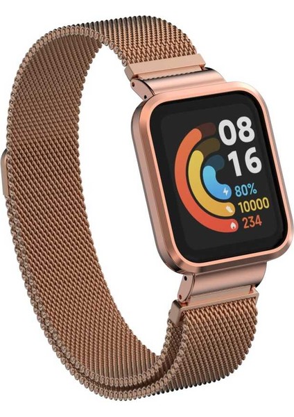 Xiaomi Redmi Watch (Mi Watch Lite) Uyumlu Krd-58 Metal Kordon Zore - Rose Gold