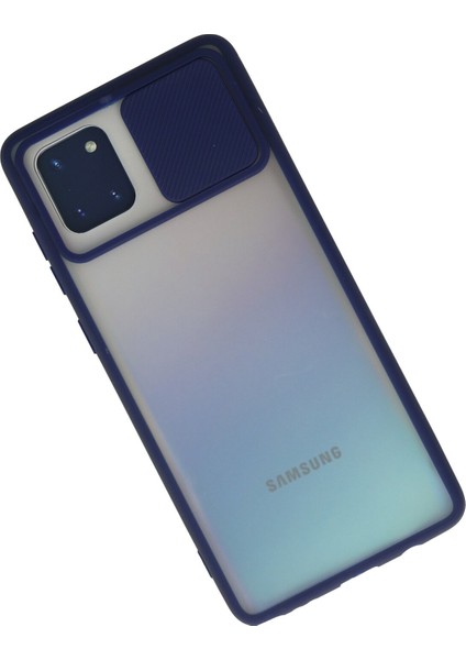 Samsung Galaxy A81 / Note 10 Lite Kılıf Palm Buzlu Kamera Sürgülü Silikon - Lacivert 13