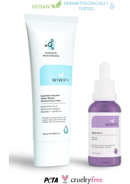 WIWIFY Yaşlanma Belirtileri Olan Ciltler İçin Nemlendirici + Retinol Serum