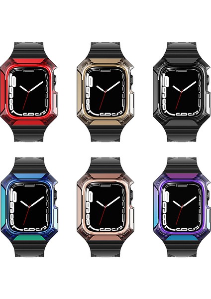 Watch 44MM Uyumlu Krd-88 Sert Pc Kasa Koruyuculu Uyumlu Kordon Zore - Kırmızı