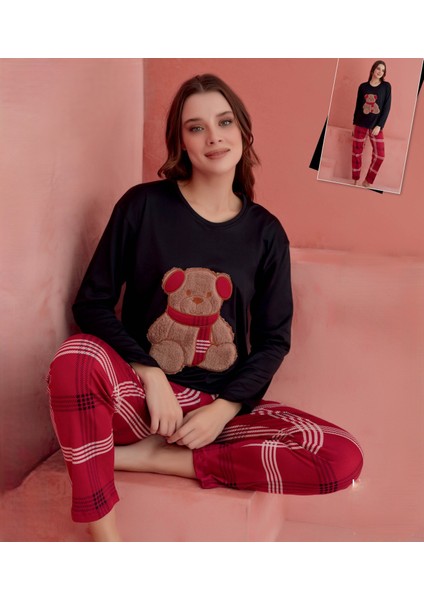 1195-5 Sandy Bayan Kırmızı Pijama Takımı