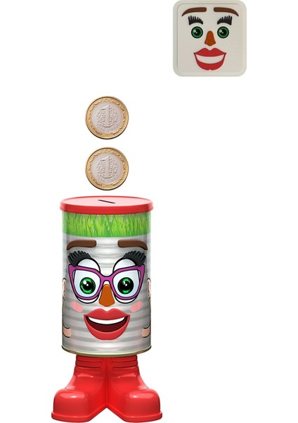 Çim Adam - 4 Eğlence Bir Arada - 20 cm Büyük Boy Konserve Kadın Faaliyet Seti (Kumbara Özellikli) modelleri