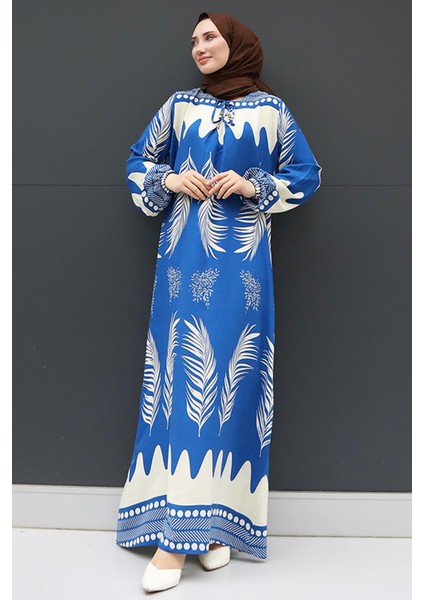 Yaprak Tesettür Elbise Acı Kahve