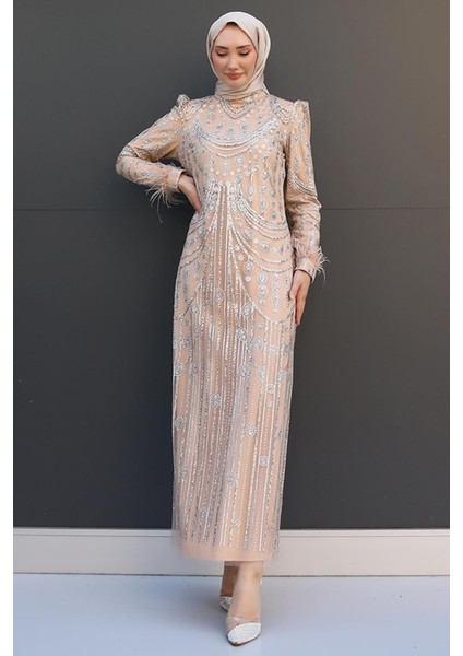 Luna Tesettür Abiye Koyu Gri fiyatları