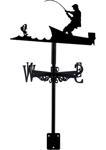 Metal Rüzgar Gülü Dekoratif Retro Rüzgar Gülü Demir Sanat Süsü Rüzgar Yönü Balıkçılık (Yurt Dışından)