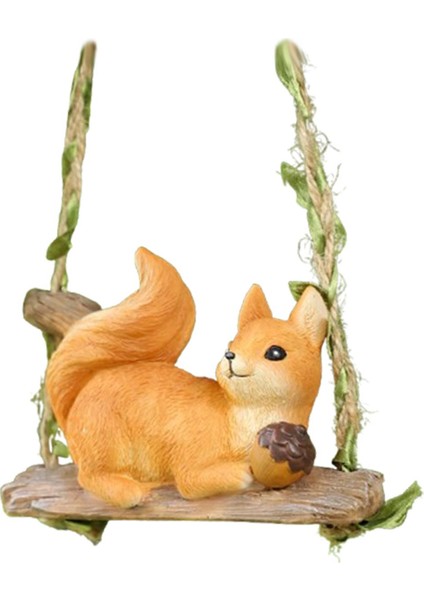 Salıncak Hayvan Bahçe Heykeli El Sanatları Sevimli Heykelcik Bahçe Avlu Teras 10.5x4.5x8 cm Sincap (Yurt Dışından) fırsatları