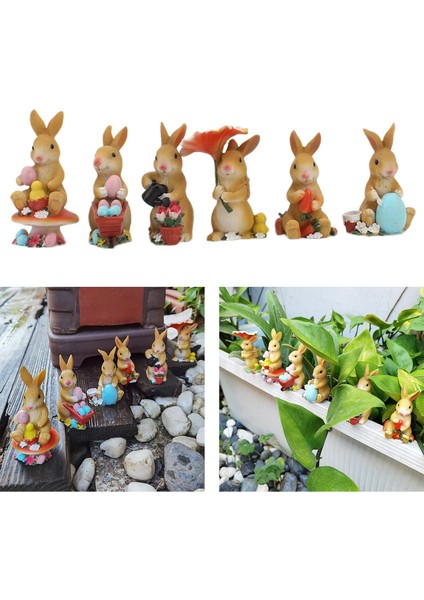 6 Minyatür Tavşan Figürleri Reçine Tavşan Paskalya Heykelleri (Yurt Dışından) modelleri