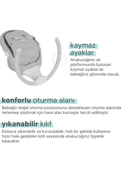 Rockie Yenidoğana Uygun Hareket Sensörlü Kumandalı Bluetooth Müzikli Mama Tepsili Ana Kucağı