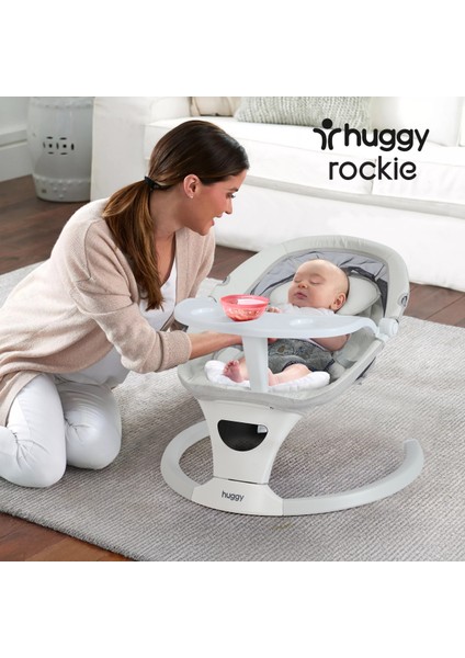 Rockie Yenidoğana Uygun Hareket Sensörlü Kumandalı Bluetooth Müzikli Mama Tepsili Ana Kucağı