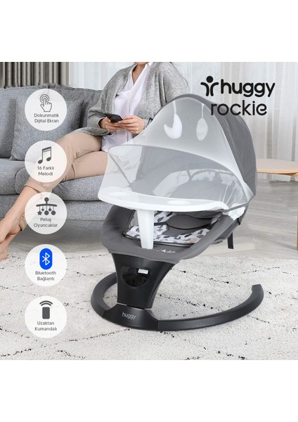 Rockie Yenidoğana Uygun Hareket Sensörlü Kumandalı Bluetooth Müzikli Mama Tepsili Ana Kucağı