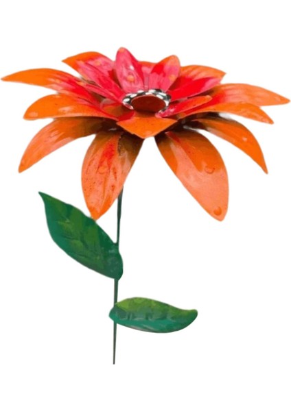 Demir Çiçek Bahçe Kazığı Hafif Çiçekler Dekor Açık Bahçe Avlu Turuncu (Yurt Dışından)